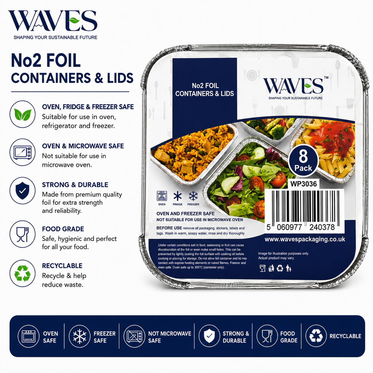 NO2 FOIL CONTAINERS & LIDS 8 PACK