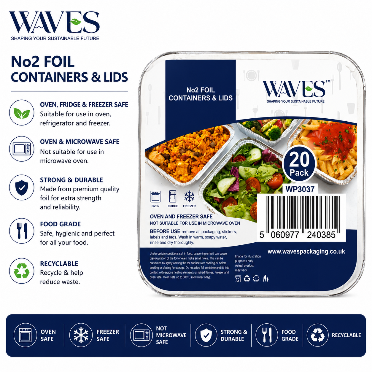 NO2 FOIL CONTAINERS & LIDS 20 PACK