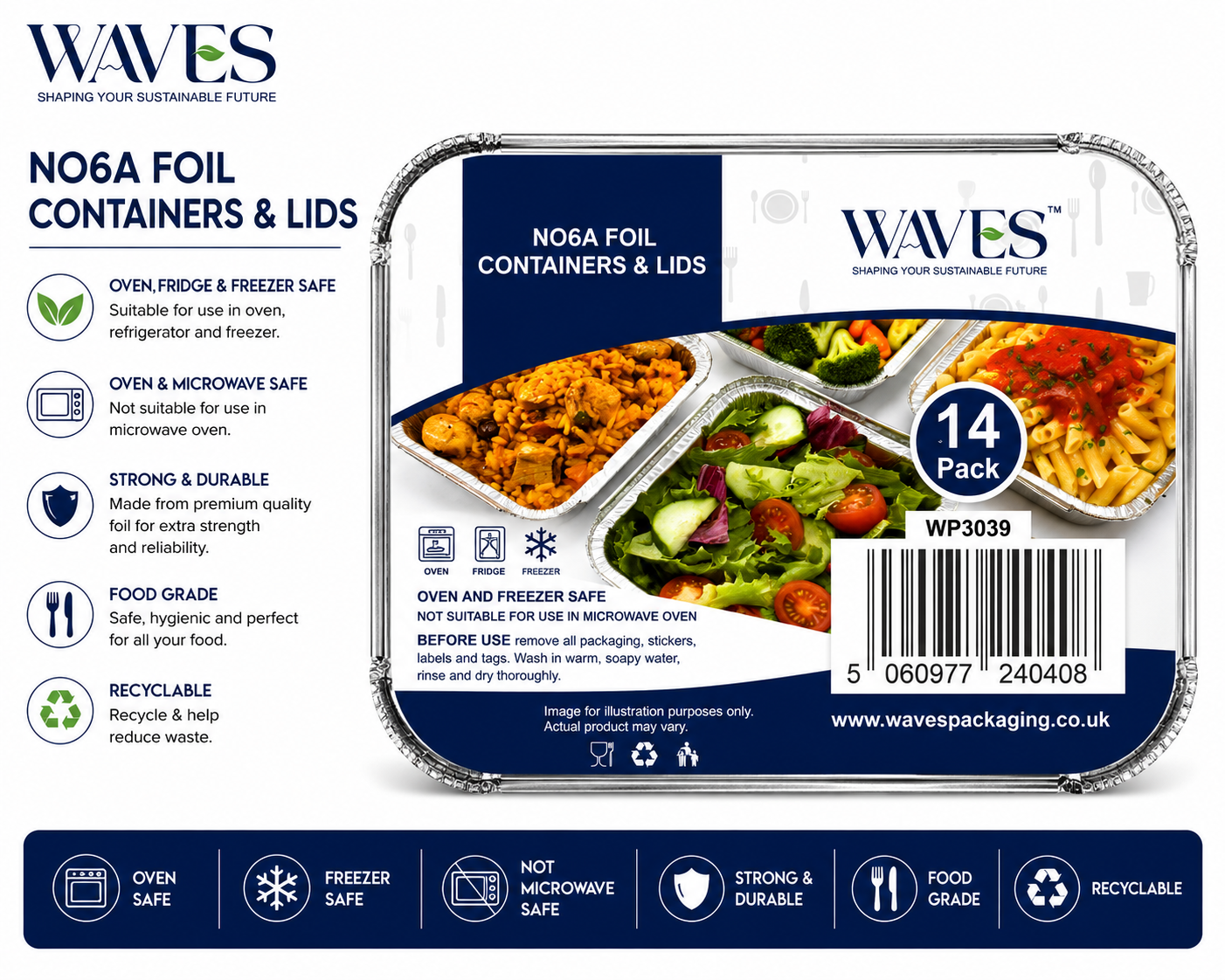 NO6A FOIL CONTAINERS & LIDS 14 PACK
