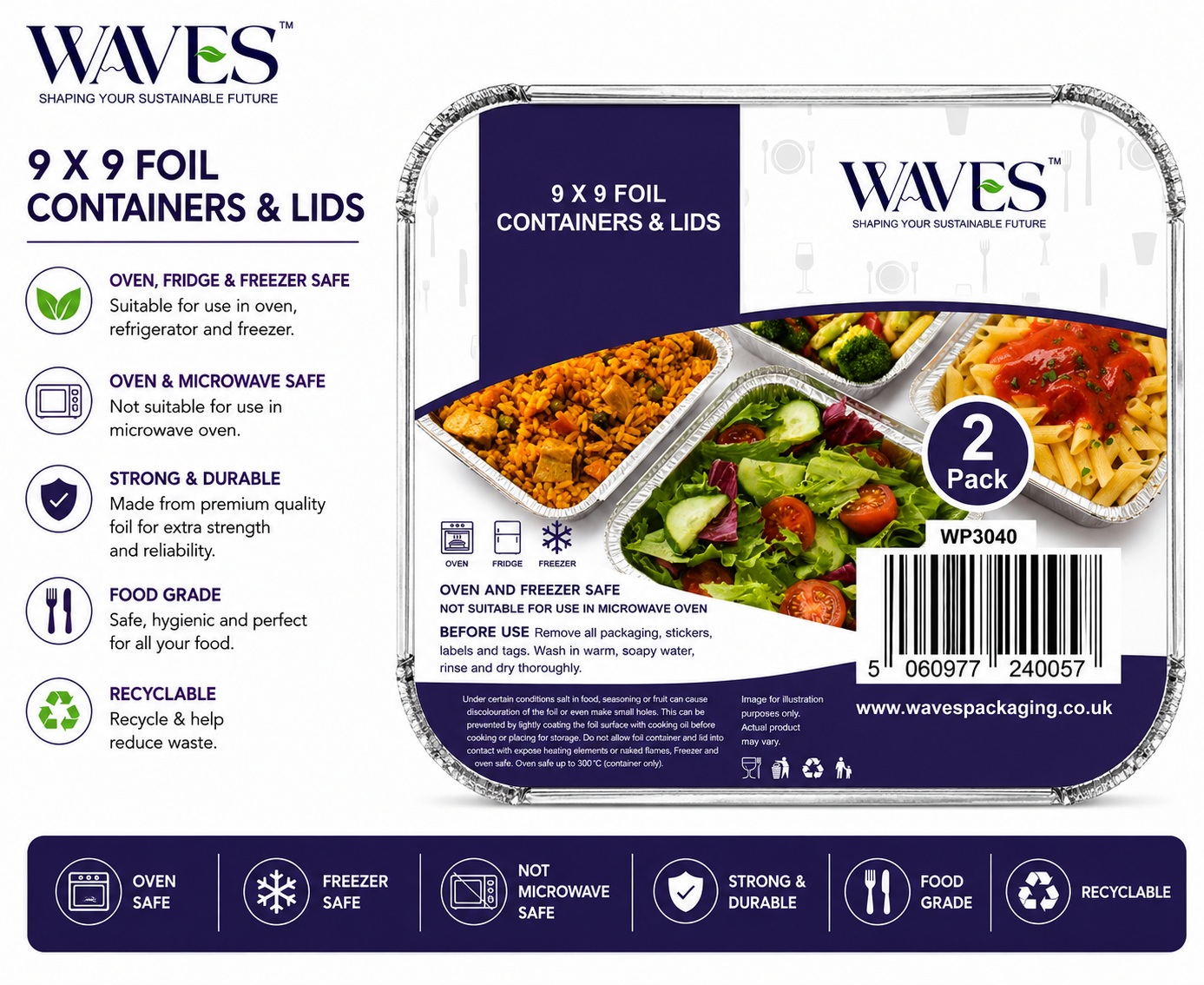 9 X 9 FOIL CONTAINERS & LIDS 2 PACK
