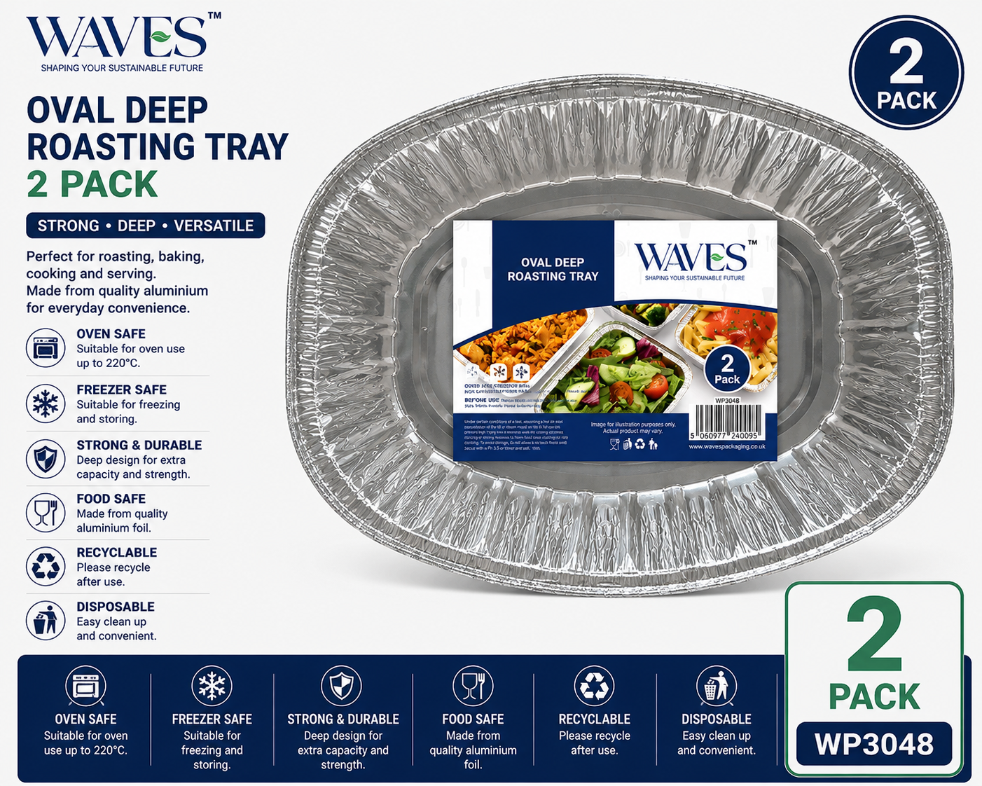 OVAL DEEP ROASTING TRAY 2 PACK