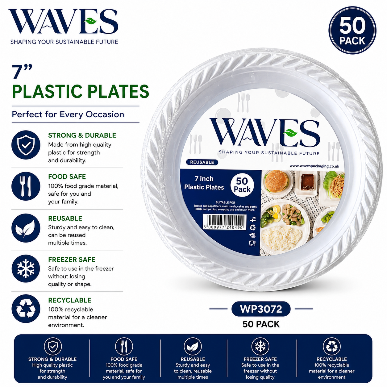 7” (18 CM) PLATES 50 PACK