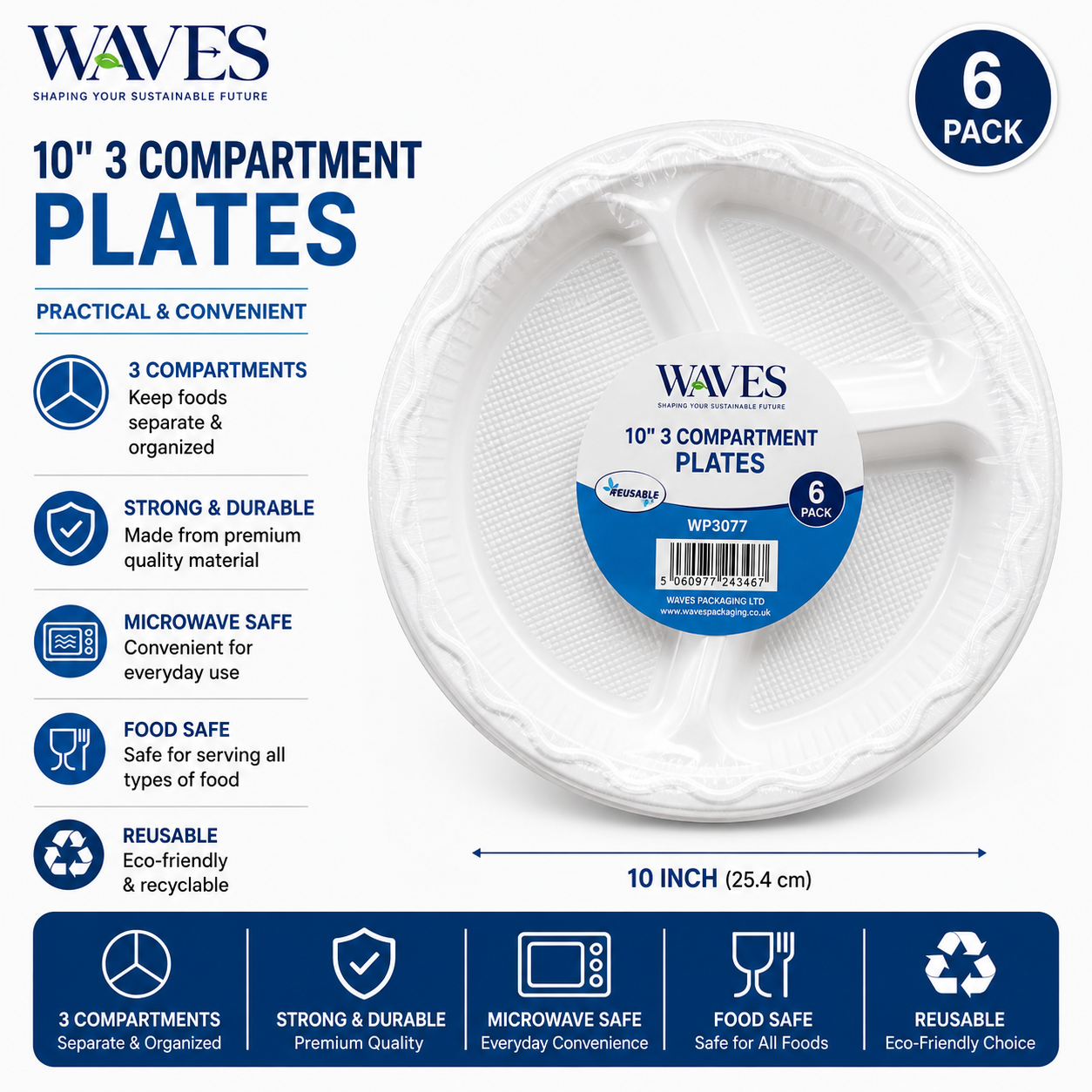 10” 3 COMP PLATES 6 PACK