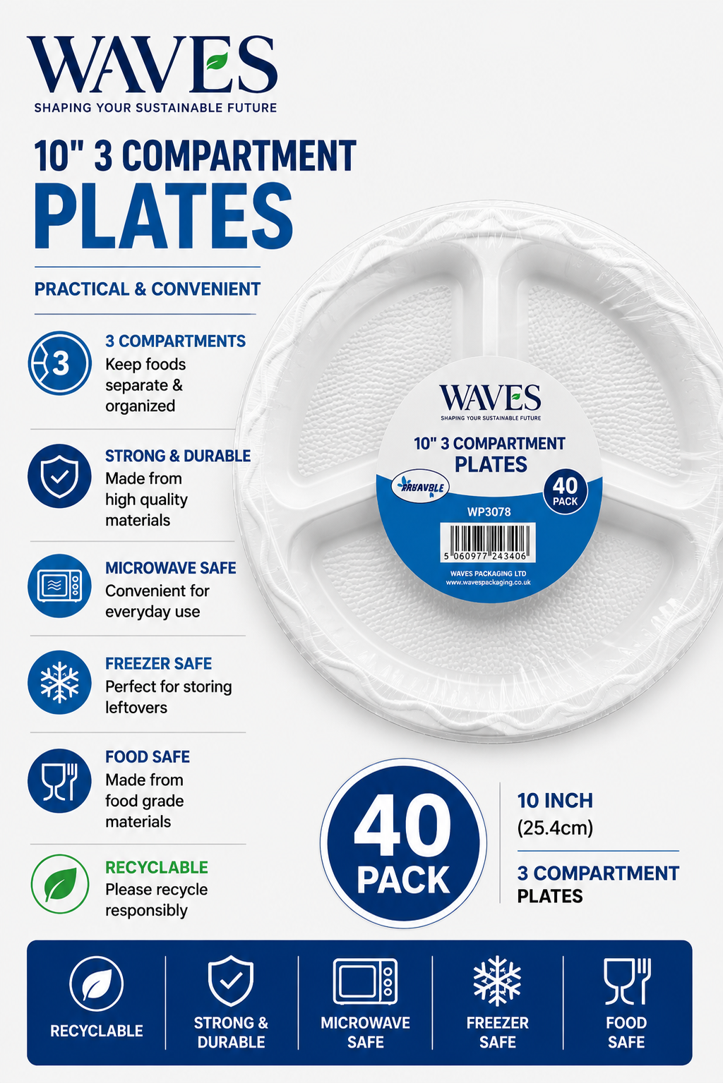 10” 3 COMP PLATES 40 PACK