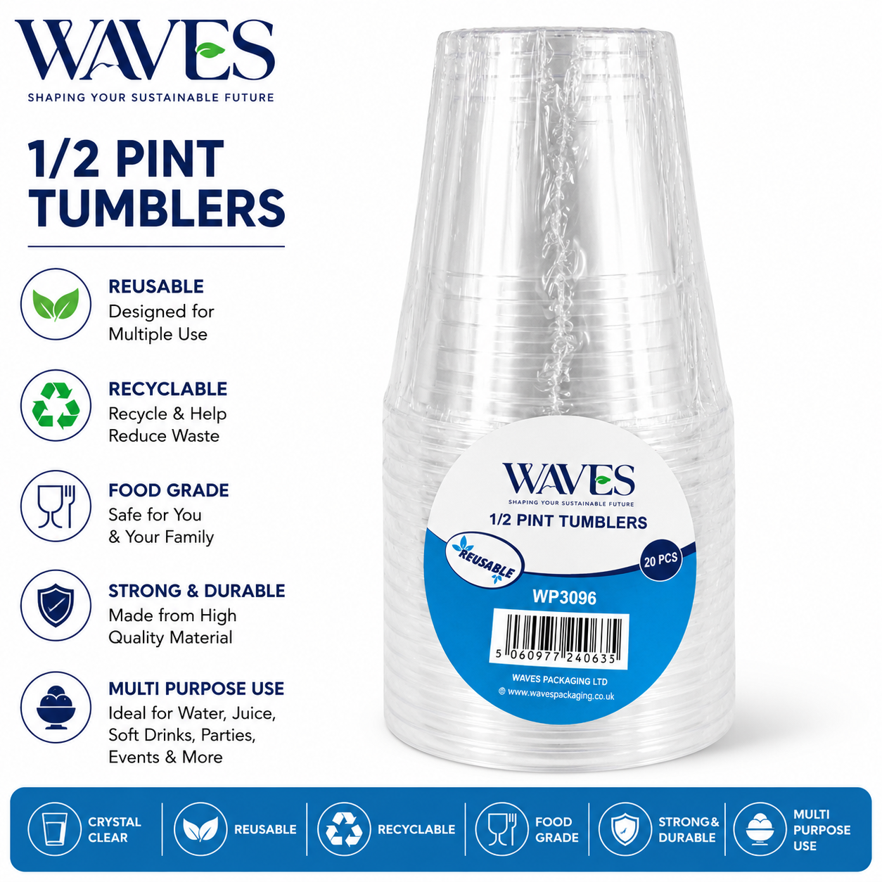 1/2 PINT TUMBLERS 20 PACK