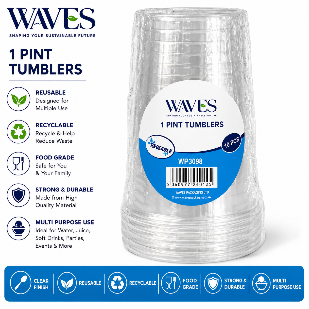 1 PINT TUMBLERS 10 PACK