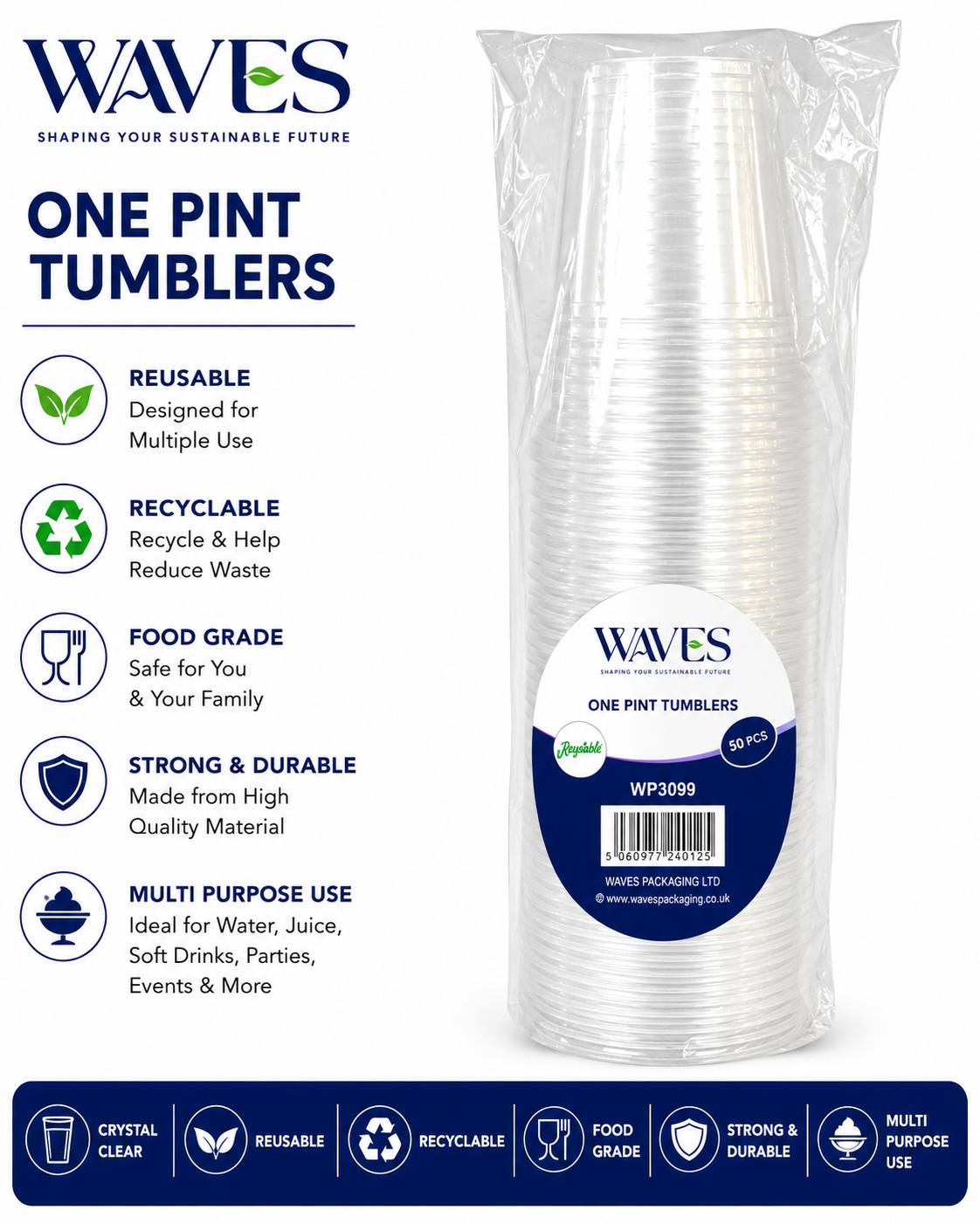 1 PINT TUMBLERS 50 PACK