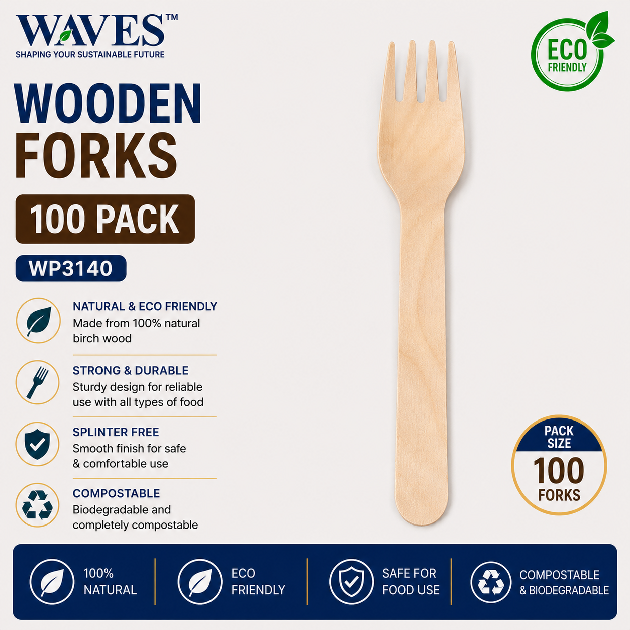 WOODEN FORKS 100 PACK