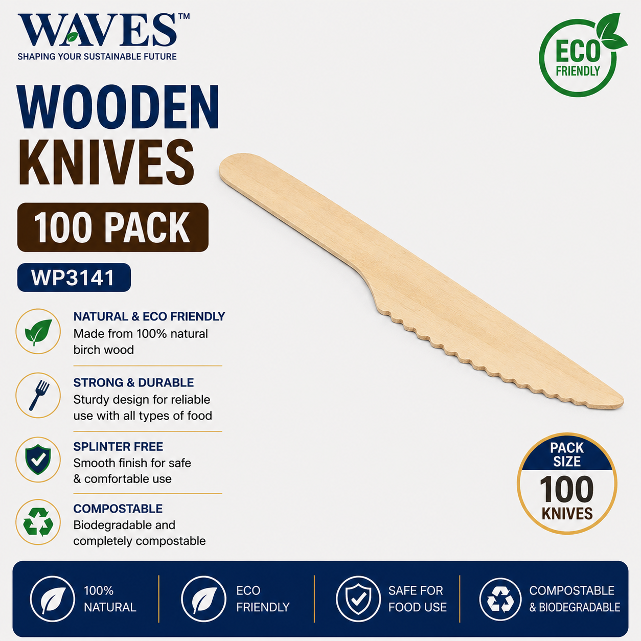 WOODEN KNIVES 100 PACK