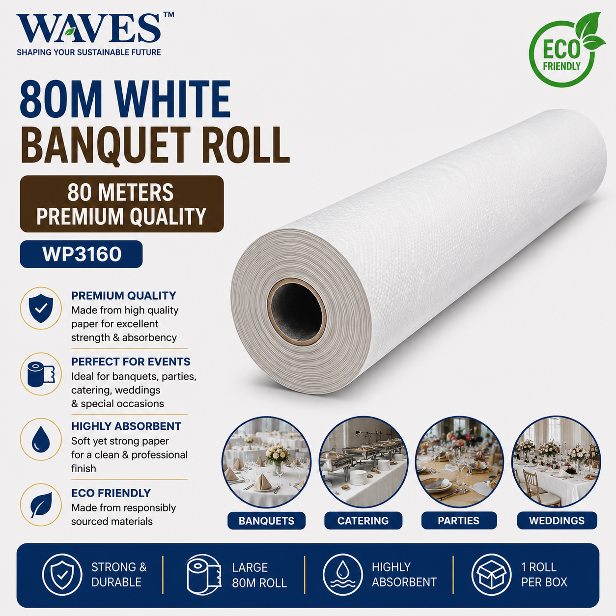 80M WHITE BANQUET ROLL