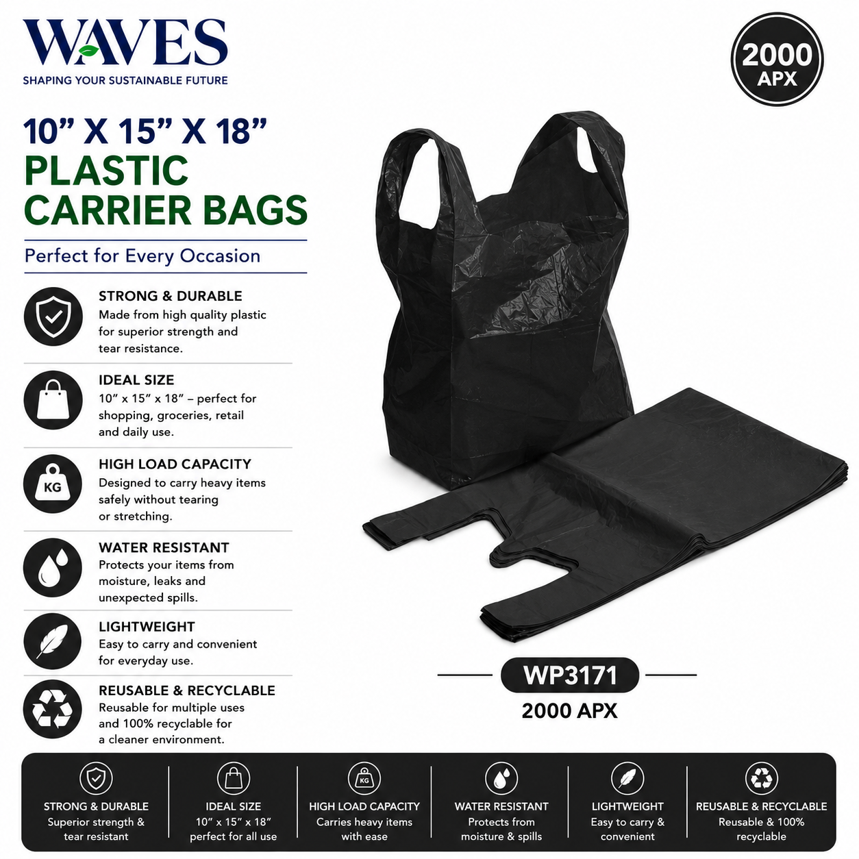 BOTTLE BAGS BLACK (10" X 15" X 18")