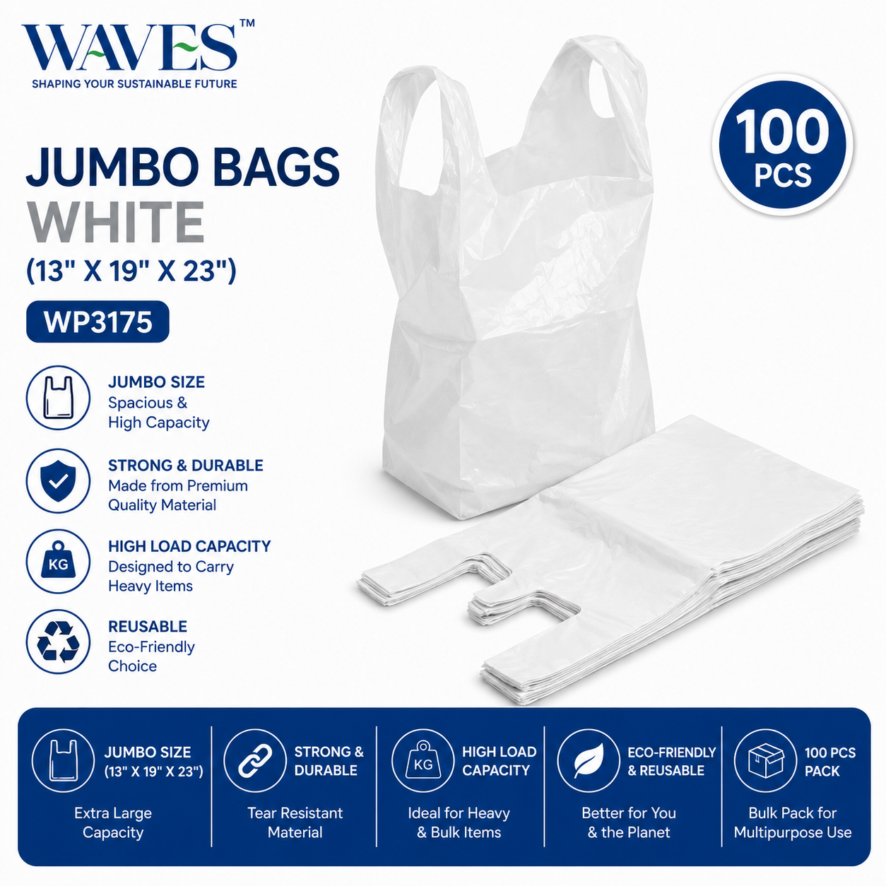 JUMBO BAGS WHITE (13" X 19" X 23")