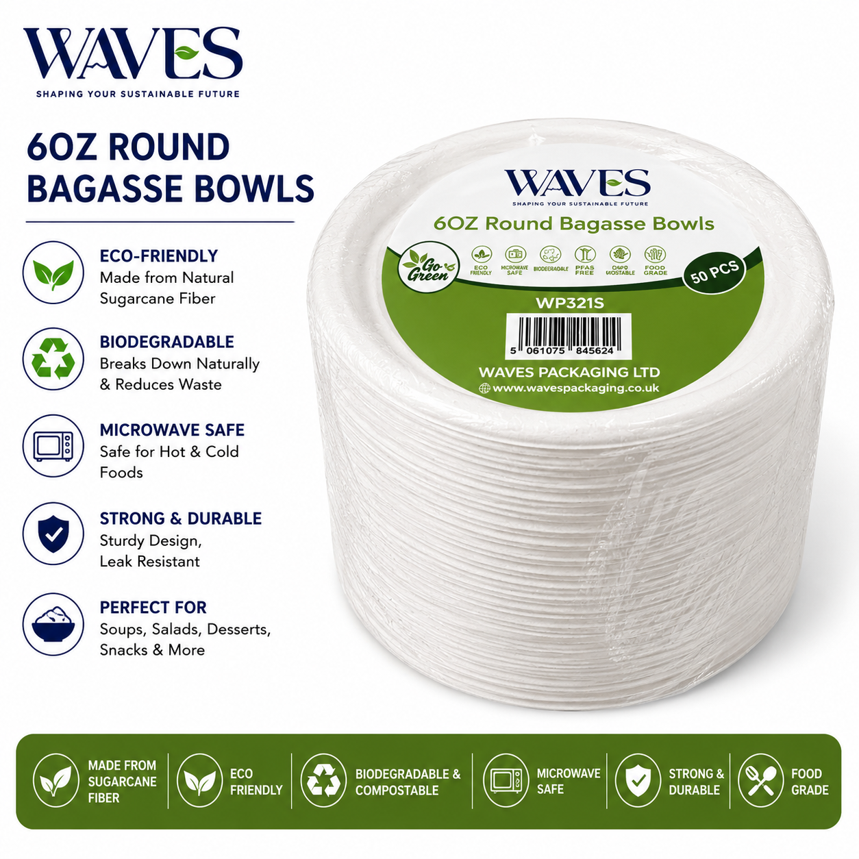 6oz (180ml) BAGASSE BOWLS 50 PACK