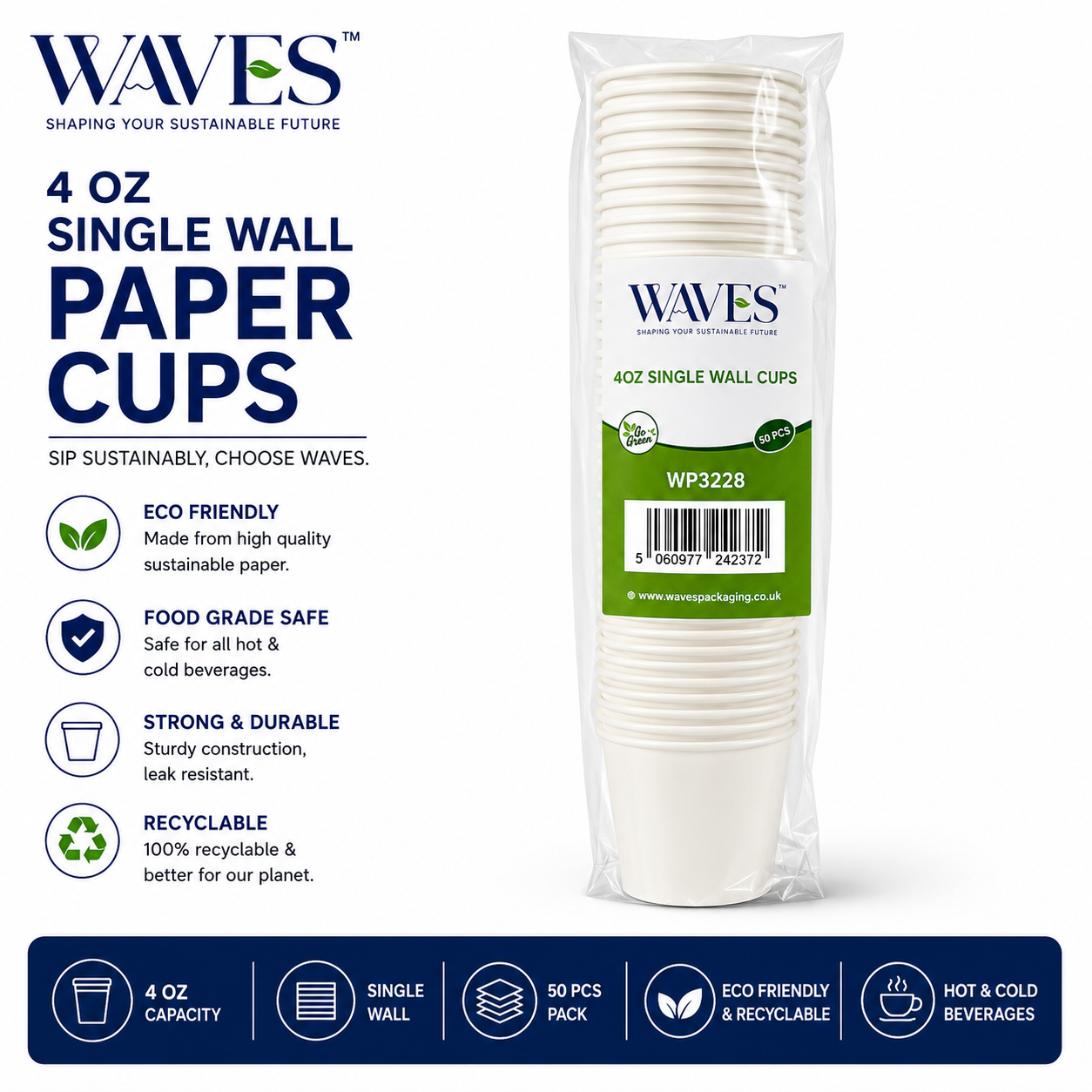 4oz SINGLE WALL COFFEE CUPS 50 PACK X 20