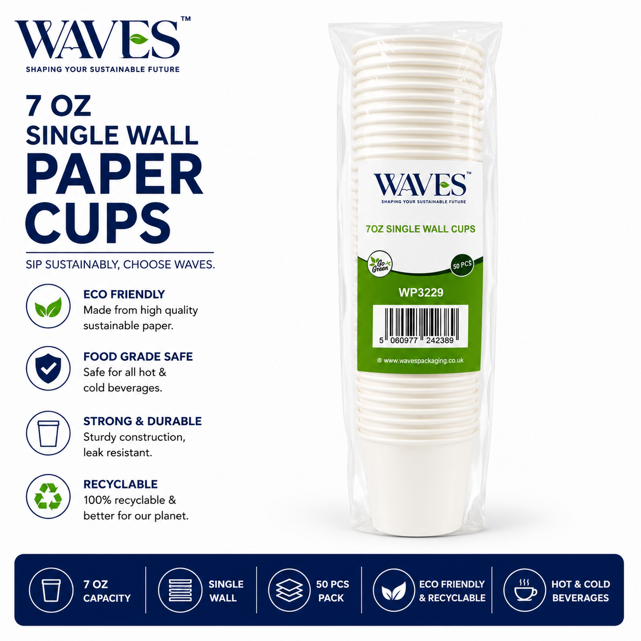7oz SINGLE WALL COFFEE CUPS 50 PACK X 20