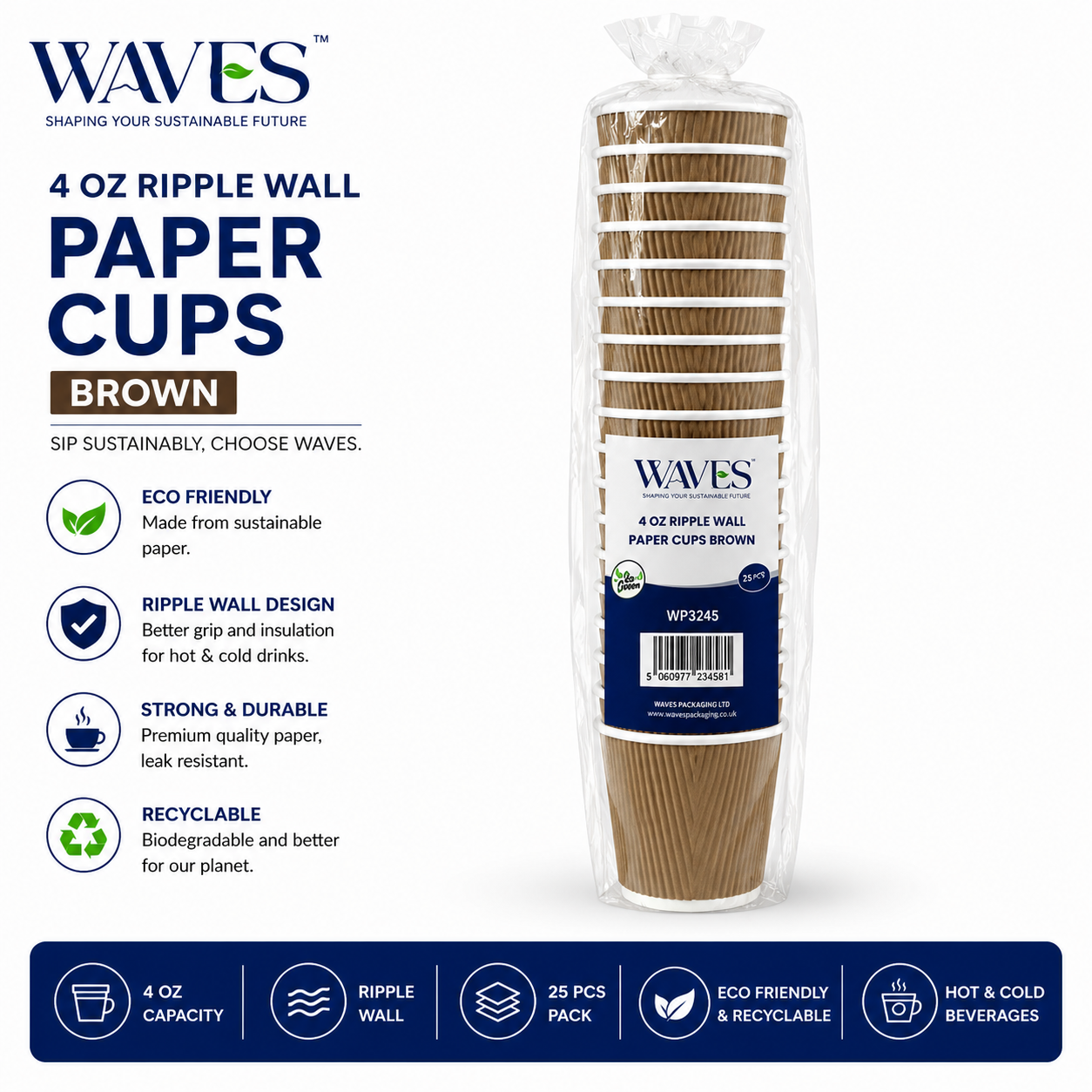 4oz RIPPLE CUPS BROWN 25PK X 20