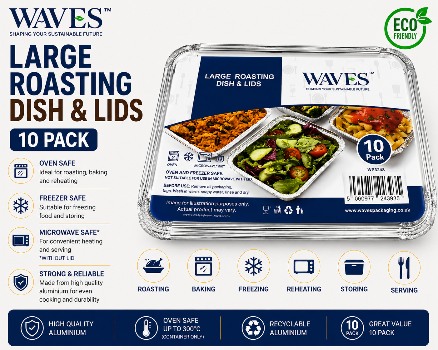 LARGE ROASTING DISH + LIDS 10 PACK