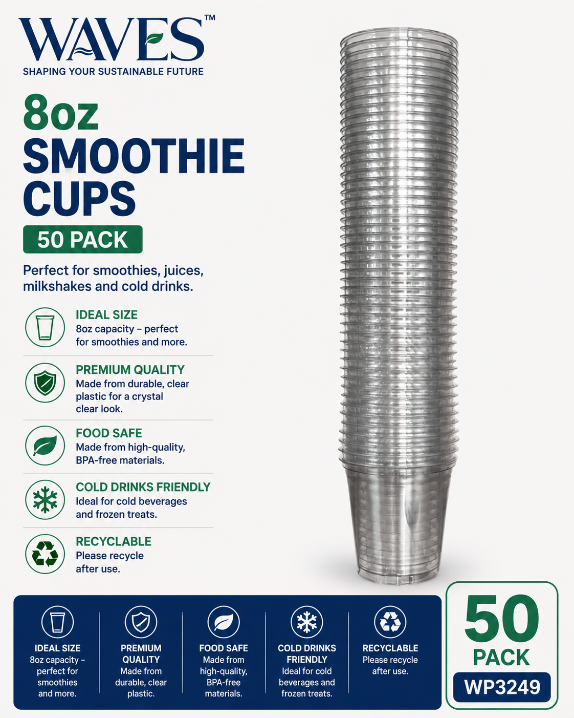 8oz SMOOTHIE CUPS 50 PACK