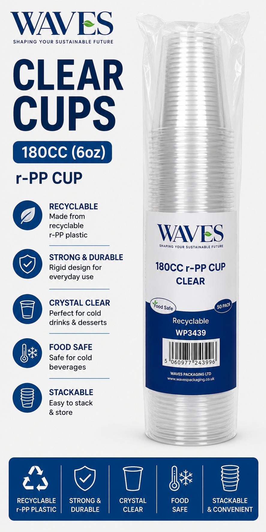 180CC PP CUP TRANSPARENT 100 PCS / PACK
