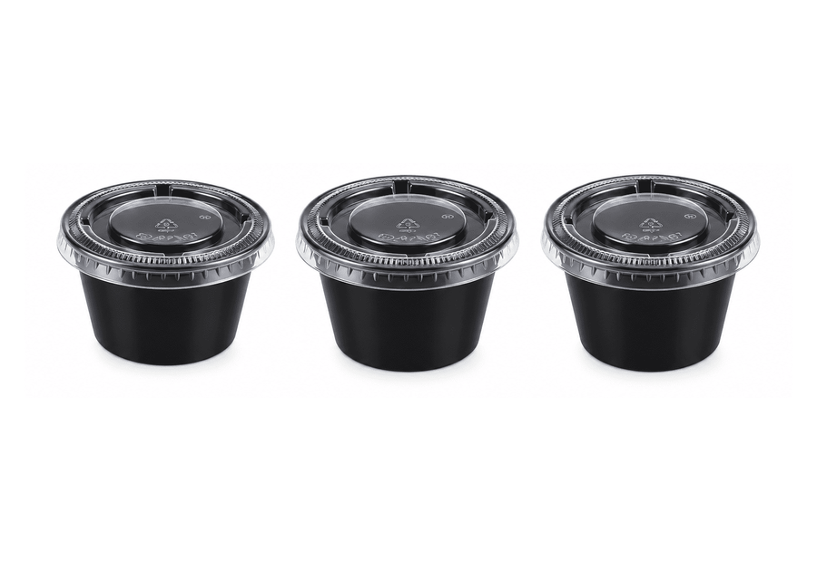 Black Base Sauce Cups & Lids (2oz)