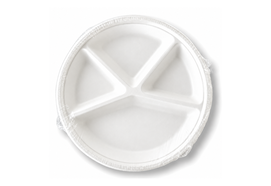 12" 4 Comp Bagasse Plates (12")