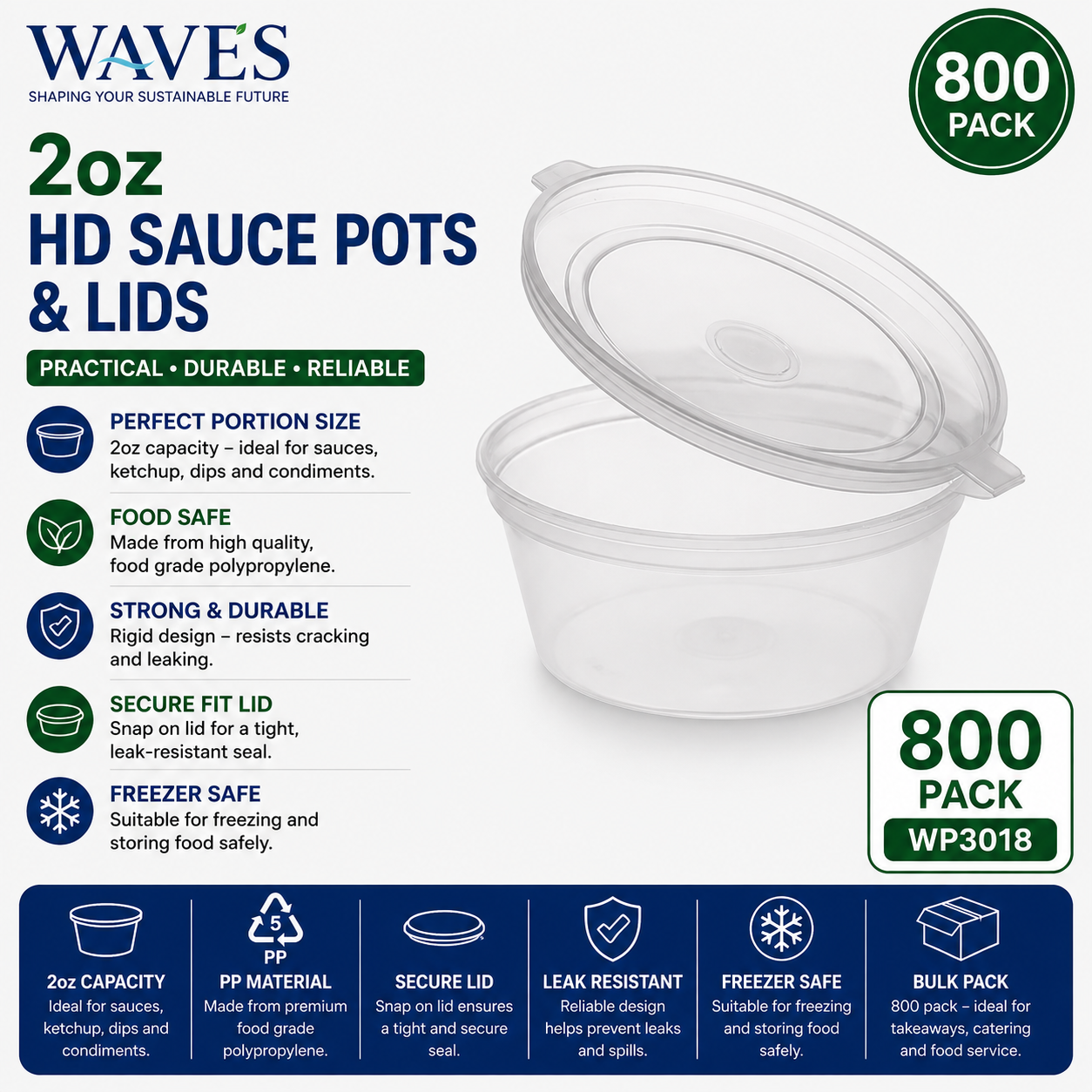2oz HD SAUCE POTS & LIDS 800 PACK
