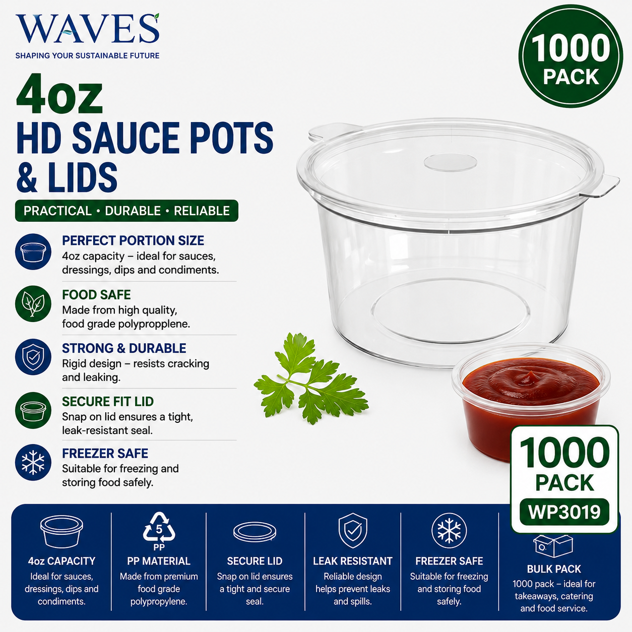 4oz HD SAUCE POTS & LIDS 1000 PACK