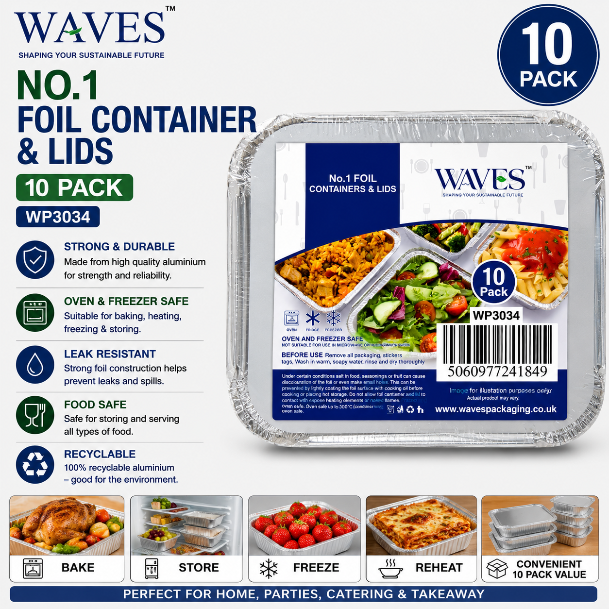 NO1 FOIL CONTAINER & LIDS 10 PACK