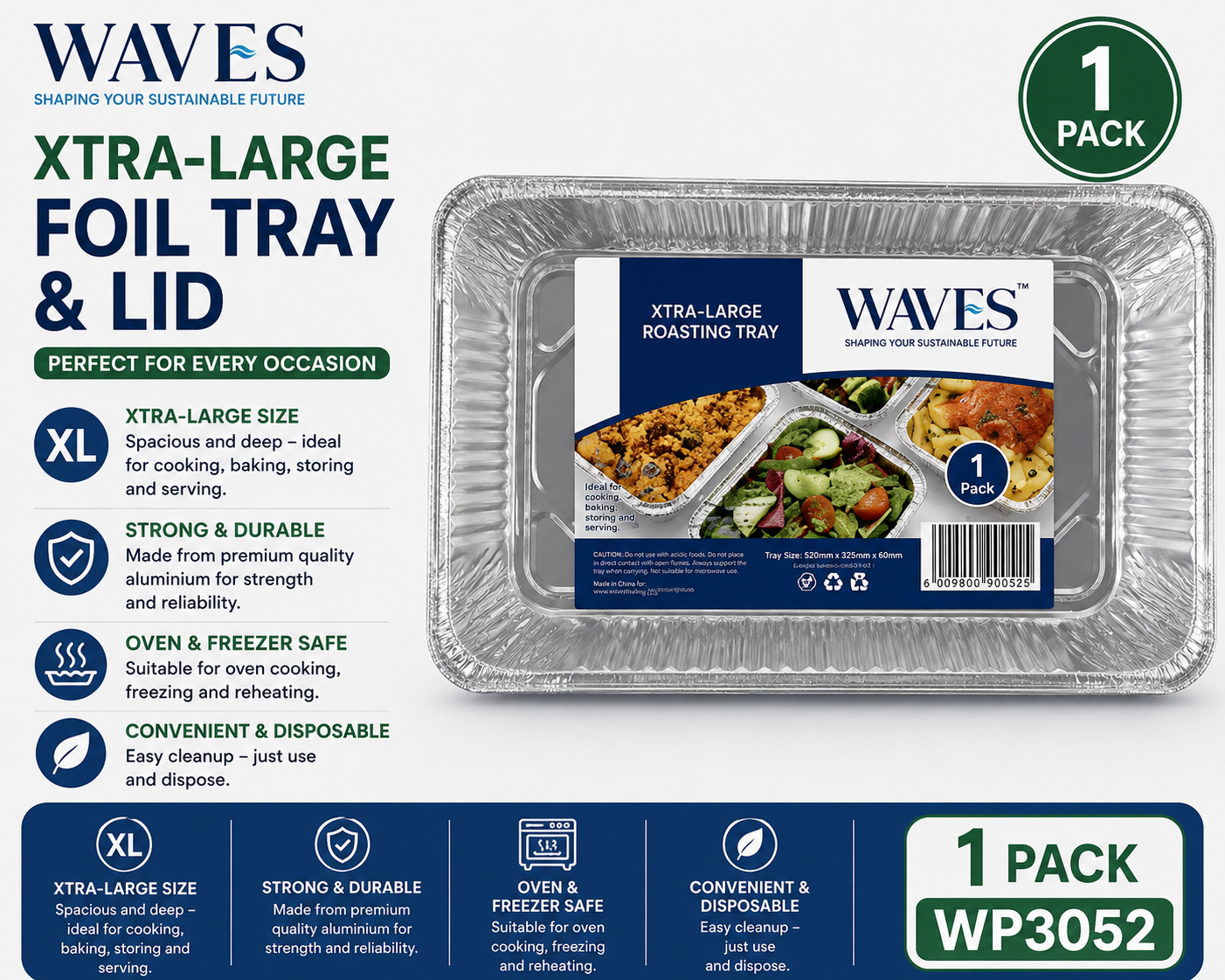 XTRA-LARGE FOIL TRAY & LID 1 PACK