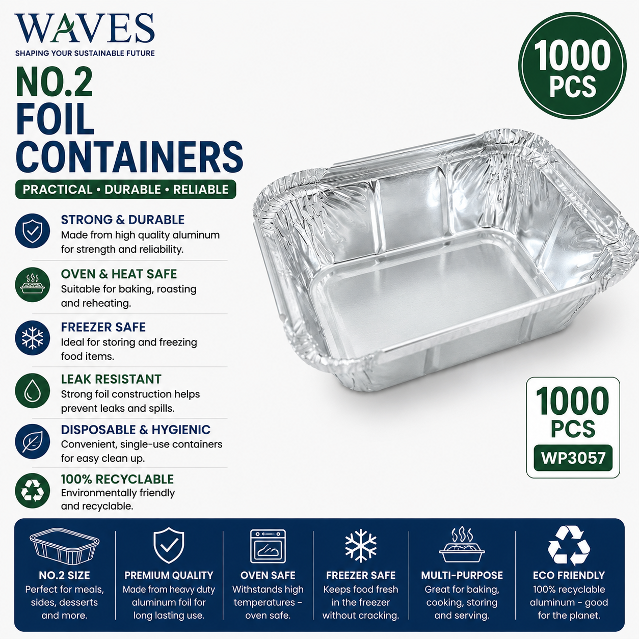NO.2 FOIL CONTAINERS 1000PCS