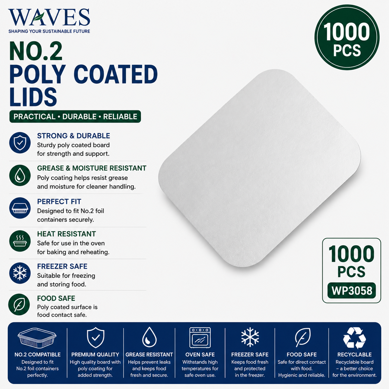 NO.2 POLY COATED LIDS 1000PCS