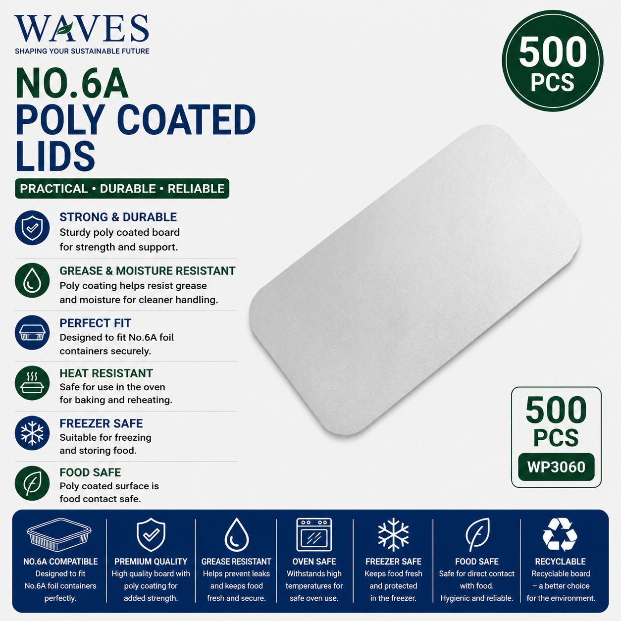 NO.6A POLY COATED LIDS 500PCS