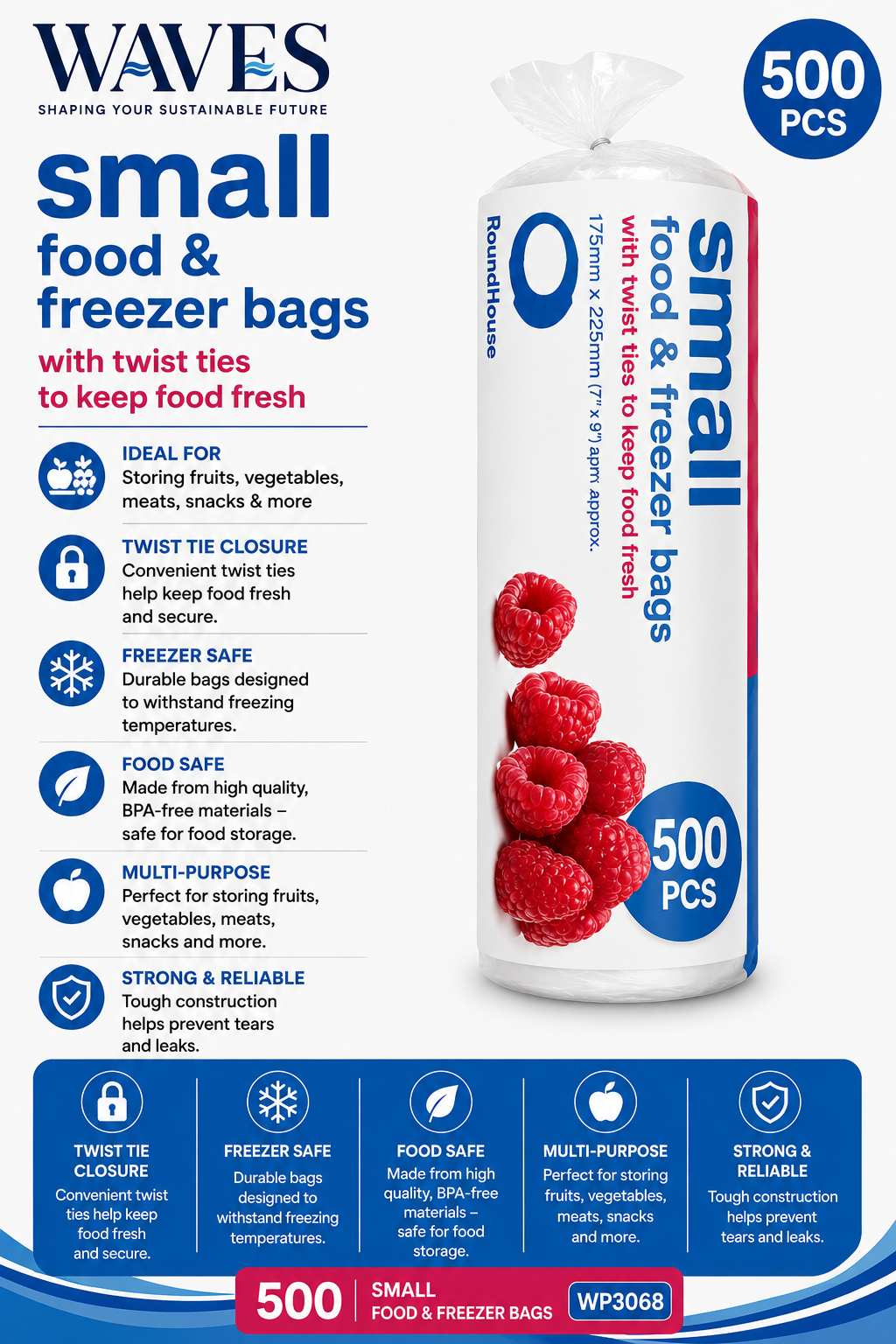 FOOD & FREEZER BAGS (SMALL) 500PCS