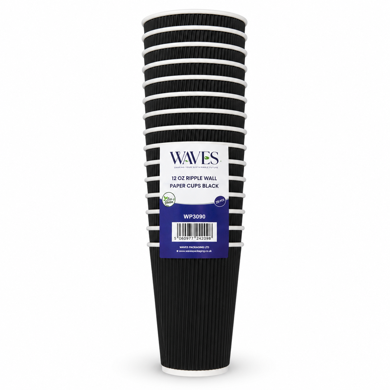 12oz RIPPLE CUPS BLACK 25 PACK X 20