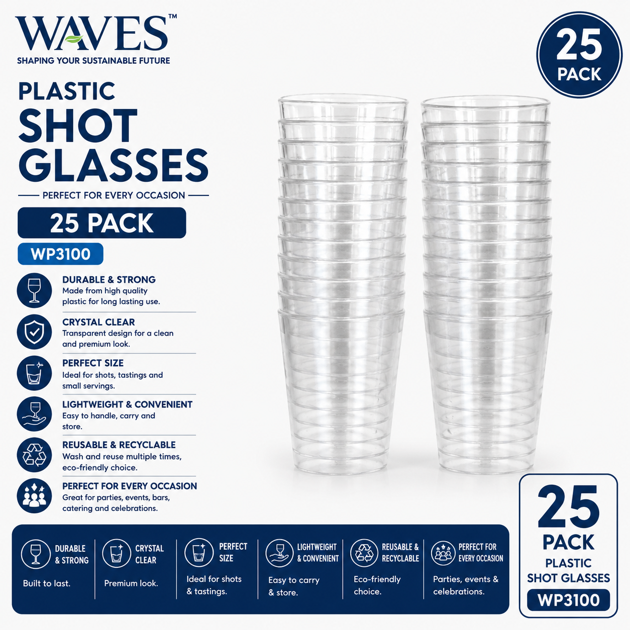 PLASTIC SHOT GLASSES 25 PACK