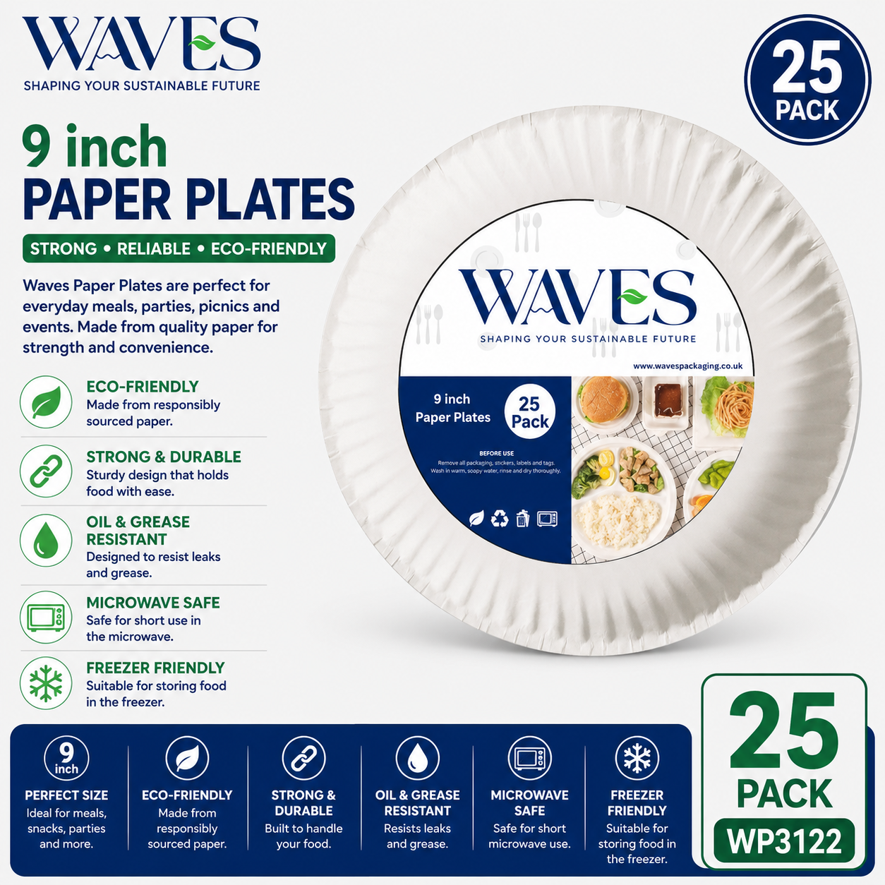 9” PAPER PLATES 25 PACK