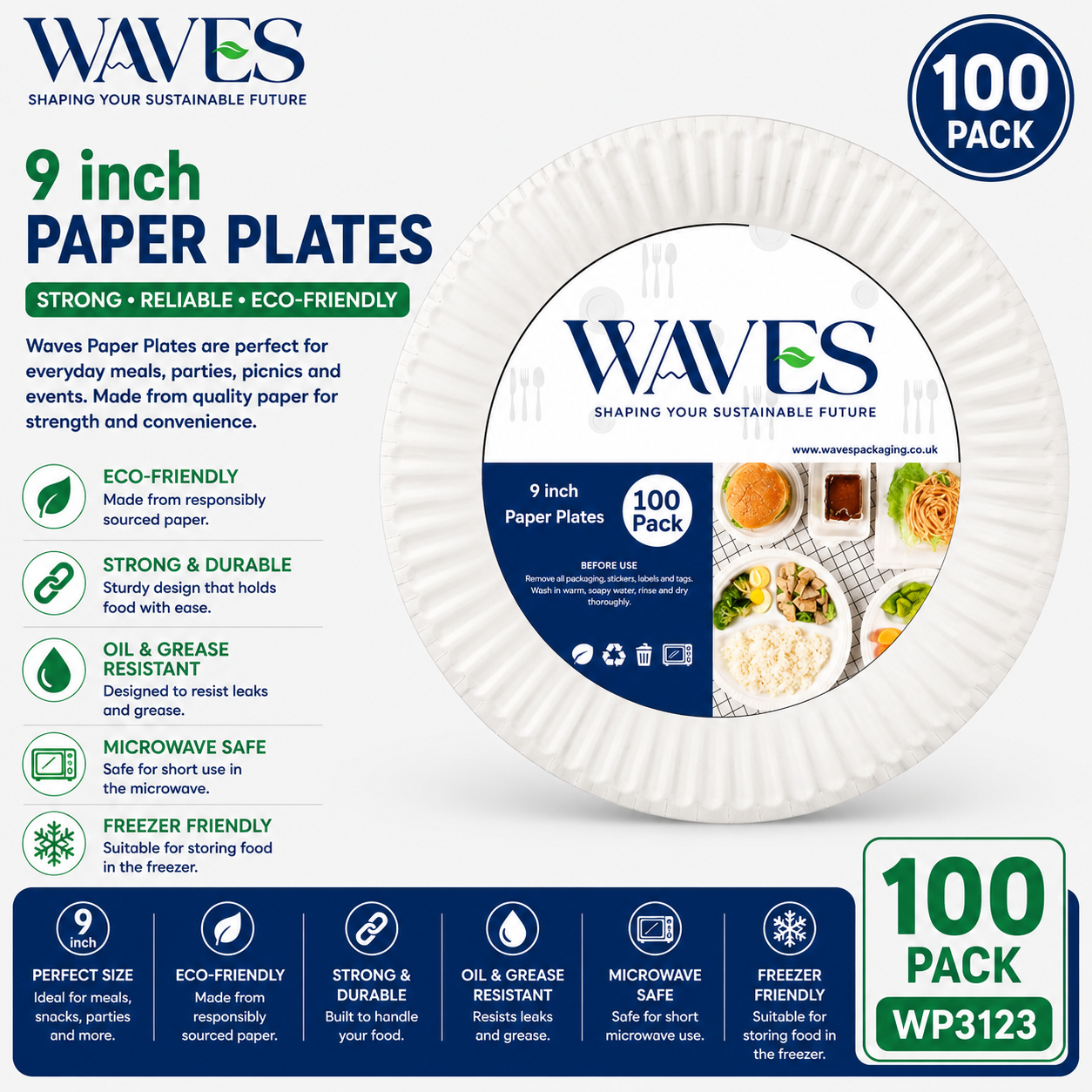 9” PAPER PLATES 100 PACK