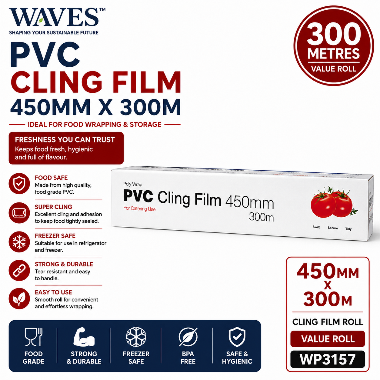 450MM X 300M CLING FILM ROLL
