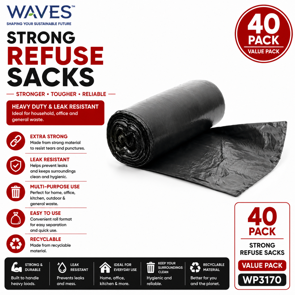 STRONG REFUSE SACKS50 PACK