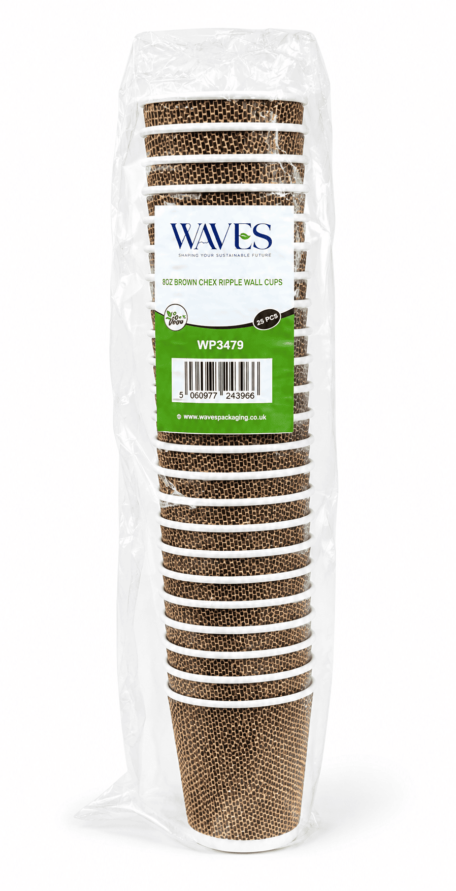 8oz BROWN CHEX RIPPLE WALL CUP
