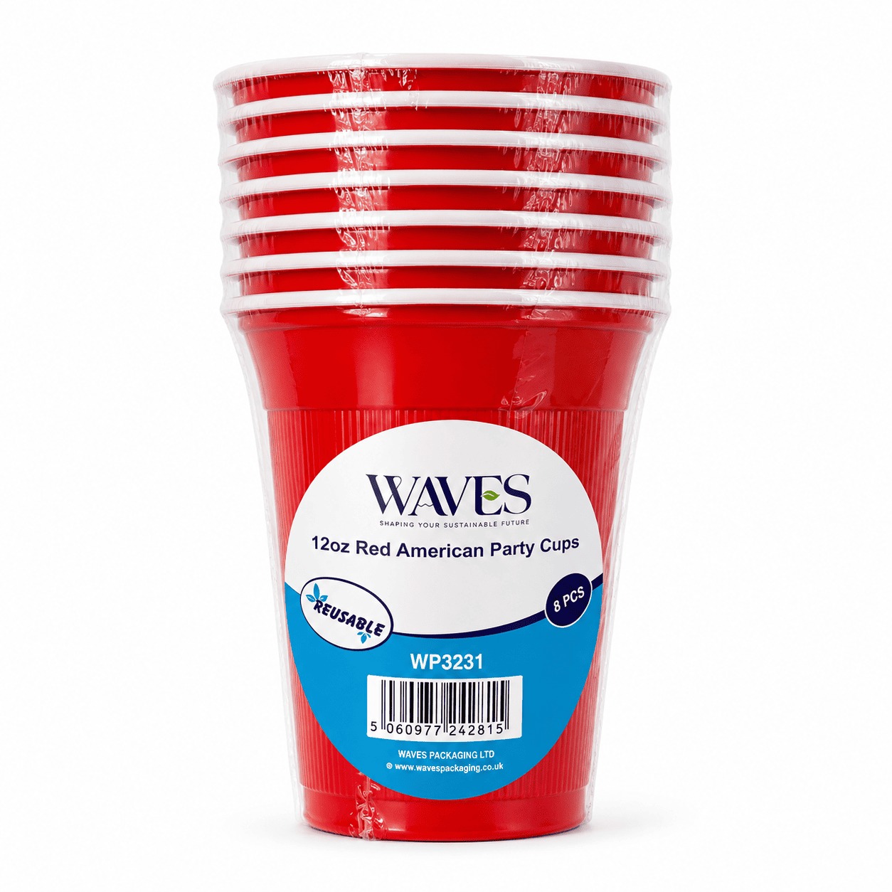 12 OZ Red American Cups 8 Pack